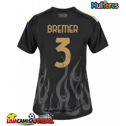 Camisa de Futebol Juventus Gleison Bremer #3 Equipamento Alternativo Mulheres 2026-27 Manga Curta